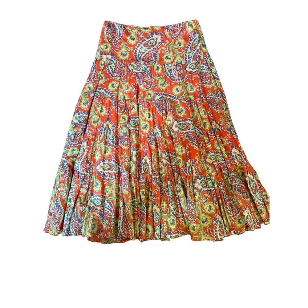 Vintage Lauren Ralph Lauren Paisley Tiered Maxi Skirt Boho Cottagecore Y2K M